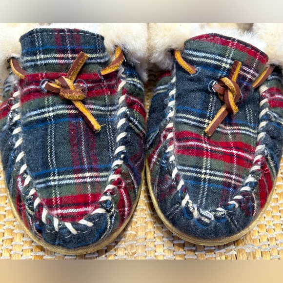 LL BEAN s6.5-7 gorgeous grey plaid slippers-look new-Barely worn-shearling lined - Picture 5 of 7
